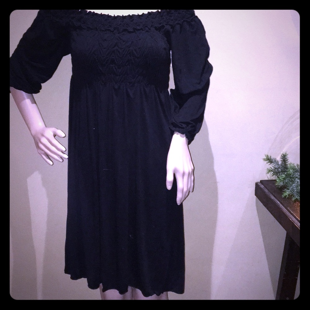Slinky material black dress
